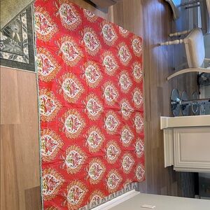 Elegant Red Patterned Shower Curtain